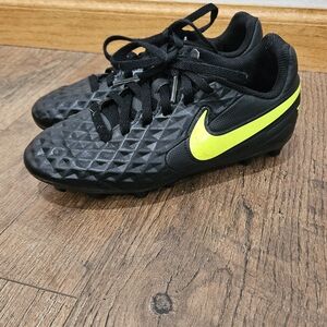 Nike Kids Shoes Black and Neon Yellow